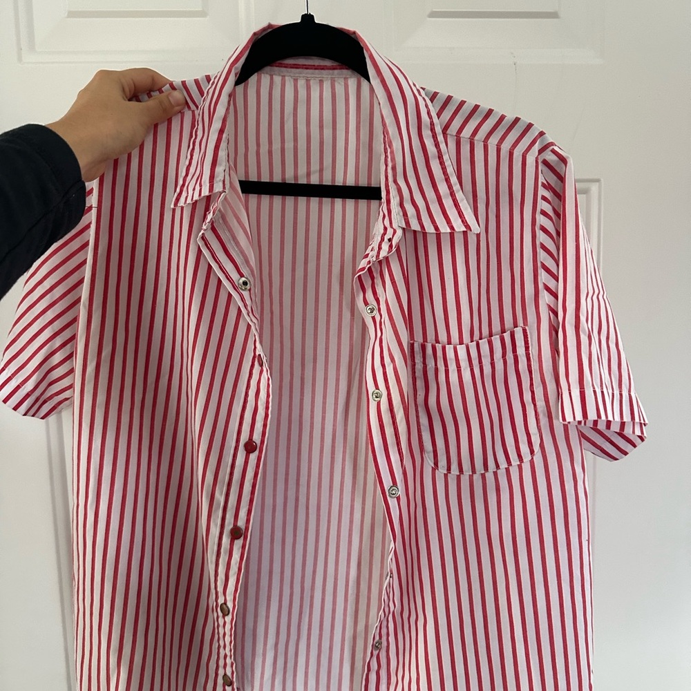 Red and White Striped Men's Shirt